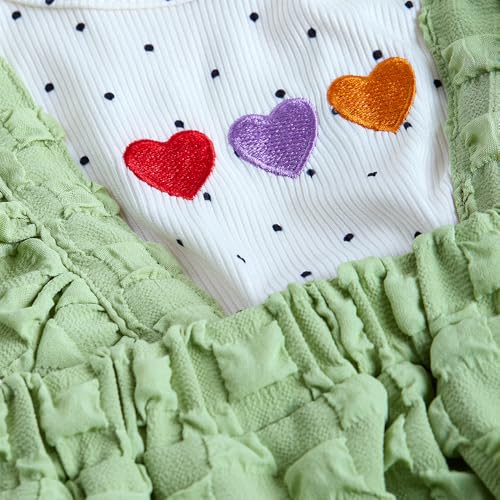 Hopscotch Girls Short Sleeves White Heart Embroidered Bodysuit For Ages (9-12 Months)