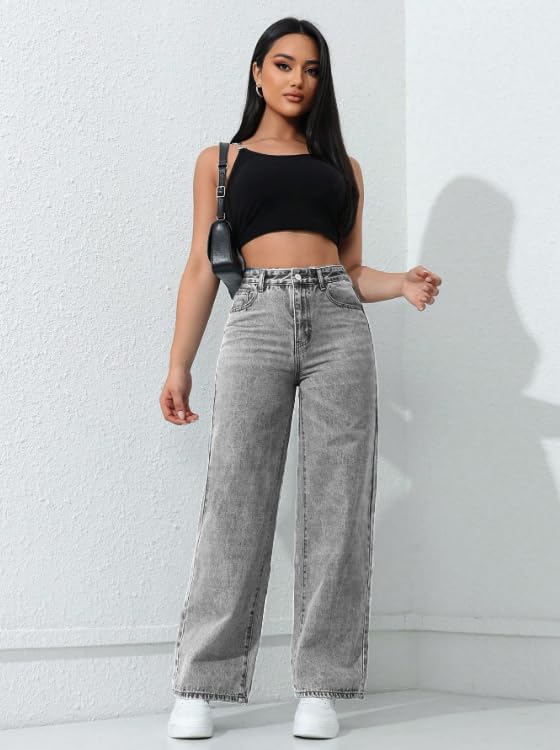 Ben Martin Baggy Jeans for Women || Women,s Loose Jean Pants || Oversized Jean's for Women's || Wide Leg Jean,s for Woman || Casual Jins for Woman's || Loose Jin Pant for Woman,s Grey 01-30