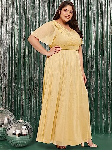 wild U Women Plus Size Stretchable Stylish Western Cocktail Gown Dress (Beige, Size : 4XL)