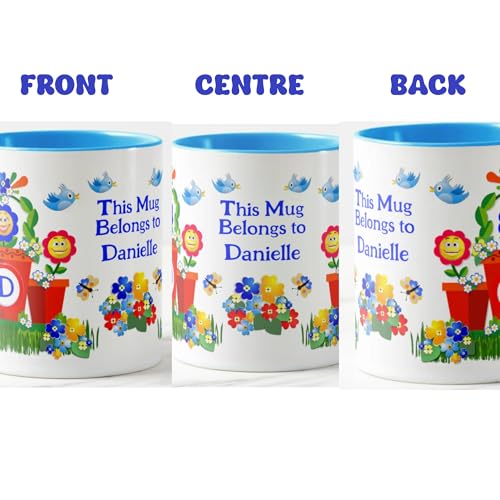 Stellaire Personalized Kids Mug – Custom Name & Alphabet - Mug for Kids – Gift for Boys – Birthday Gift & Return Gift for Children (11 oz, Blue/White)