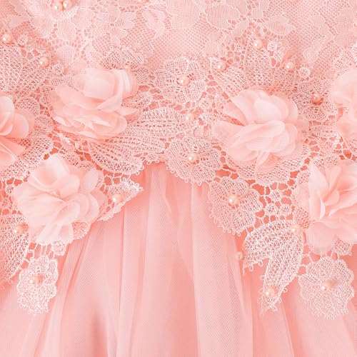 Hopscotch Girls Pink Sleeveless Floral Applique Beaded Gown for Age (5-6 Years)