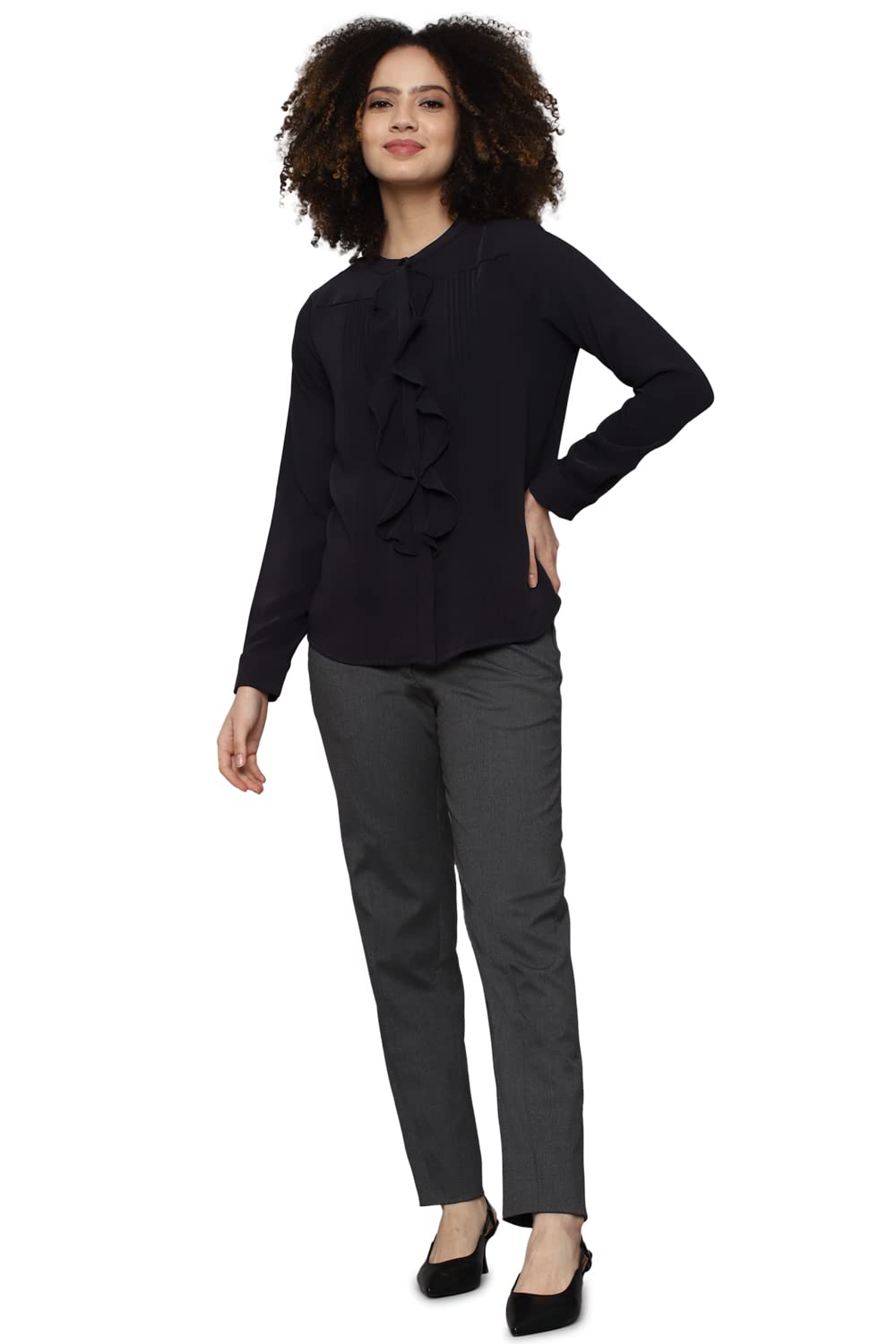 Allen Solly Women's Regular Pants (Grey) - SaumyasStore