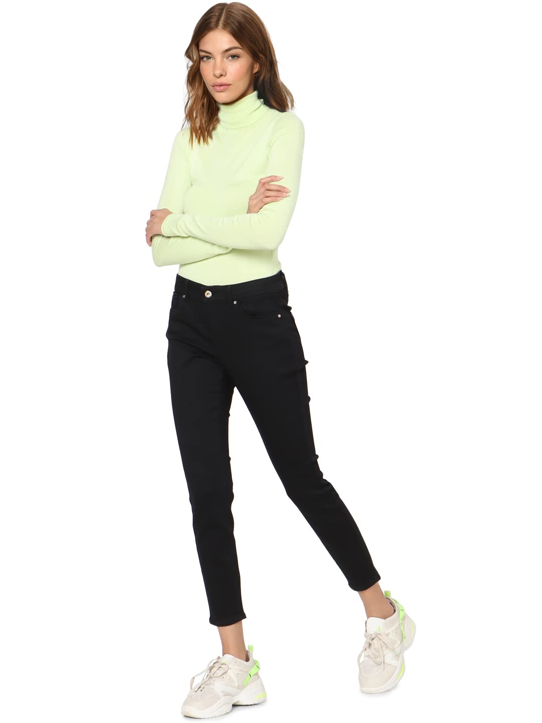 ONLY Women's Regular Jeans (15237272-Black Denim_Black S)