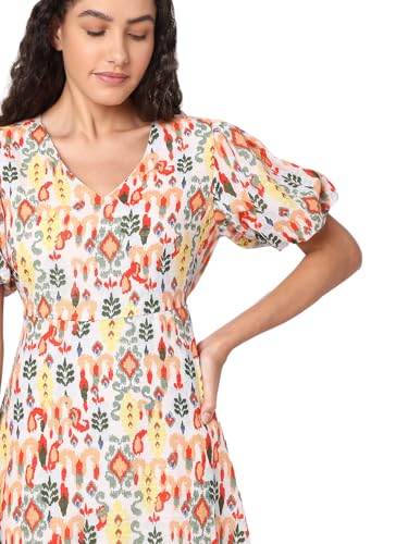 VERO MODA Women's Cotton Fit and Flare Above The Knee Dress (9009005-Mellow Yellow_Mellow