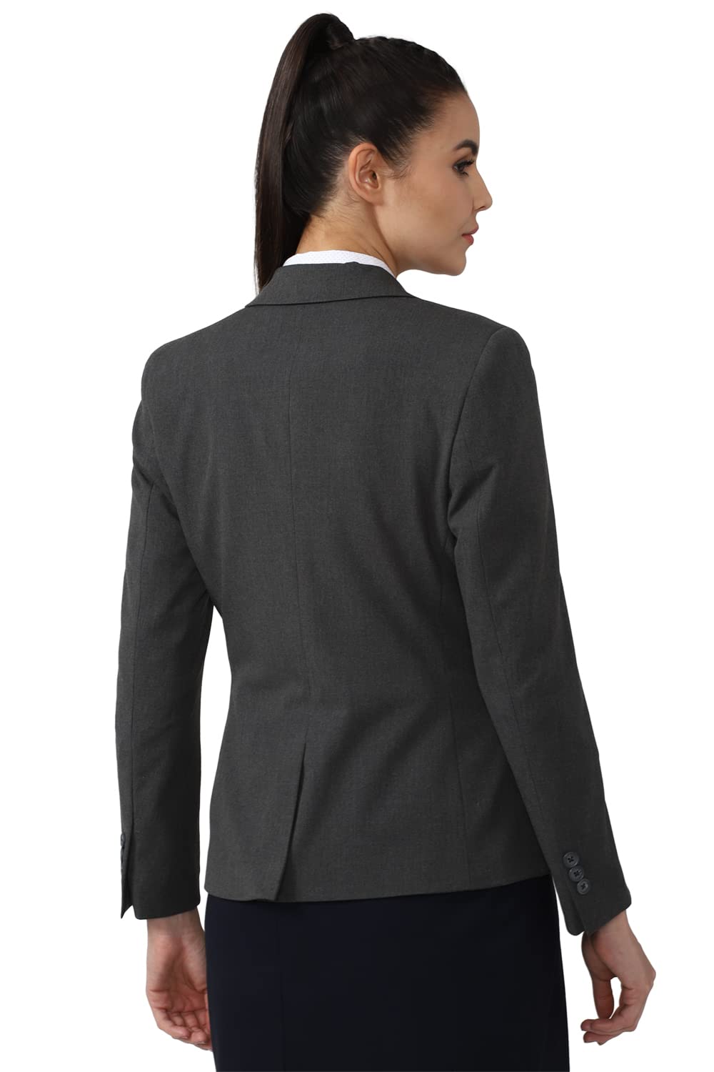 Van Heusen Women's Blazer,Full Sleeves Regular (VWBZCRGB232672_Grey_M)
