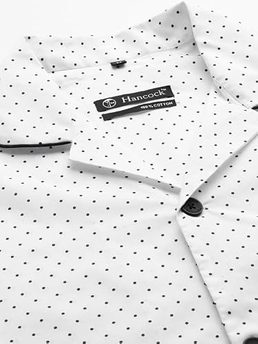 Hancock Men Cotton Printed Pyjama Set White Size S