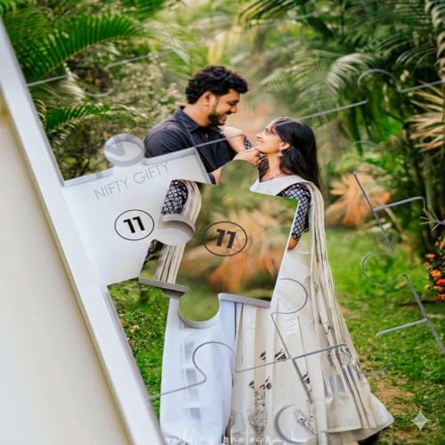 Personalized photo puzzle with frame | Customized Puzzle Frame Gift for Couple, Fun Gift for Family, Friends, Birthday Return Gift - Custom wedding gifts for wife | Acrylic photo frame -Square