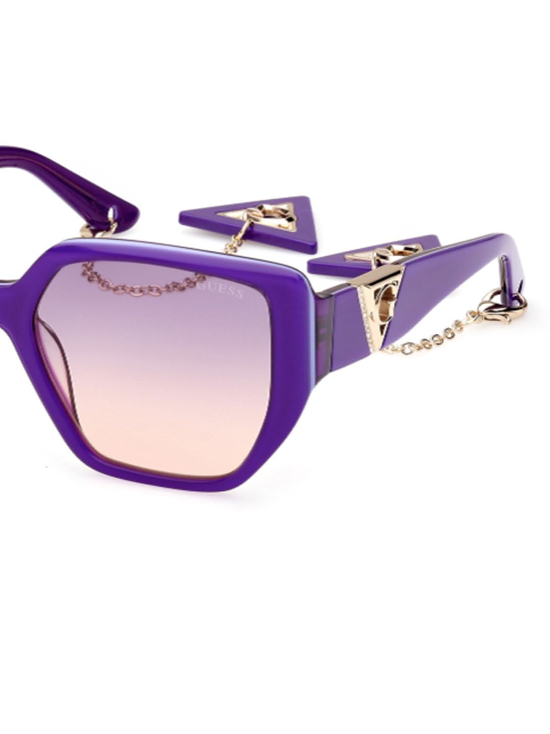 Guess sunglasses| 100% UV protected | Gradient | Full Rim | Square | Women | Large | Shiny Violet Acetate Frame | Violet Gradient Lens