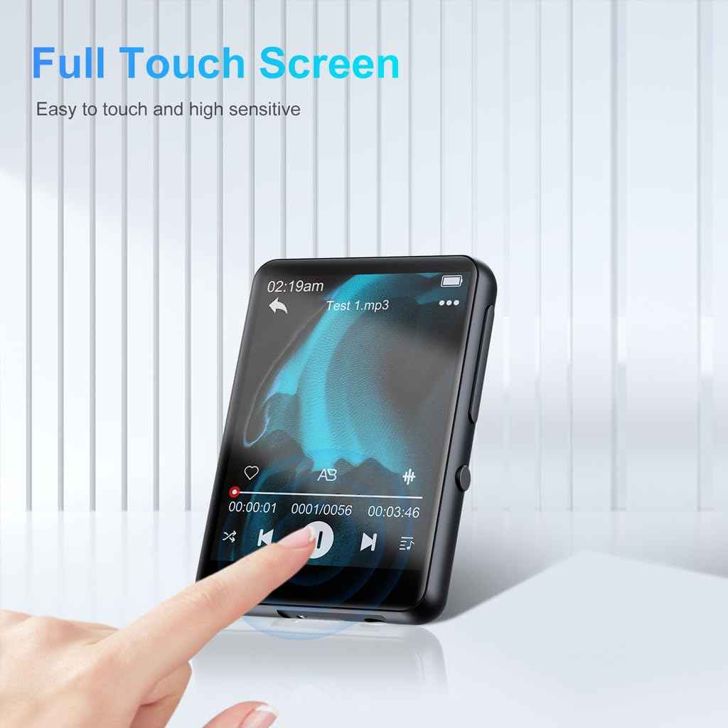 AUDIOCULAR M31 32GB Portable Mp3 Music Player with Bluetooth, 2.4” LCD Touch Screen, Video Playback, Built-in Speaker, Voice Recording Function Mini HiFi Lossless Digital Audio Player (32GB - Black)