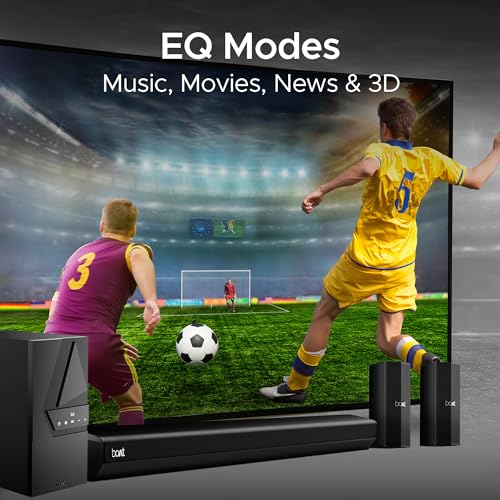 boAt Aavante Bar Azure Pro, 550 W Sound, 5.1CH with Wireless Rear Satellite Speakers, EQ Modes, BTv5.4,Multiple Ports, Master Remote, Bluetooth Sound Bar, Home Theatre Soundbar Speaker (Premium Black)