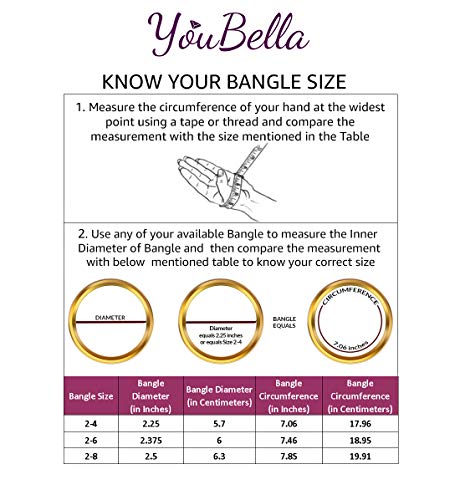 YouBella Traditional Jewellery Gifts Stylish Latest Gold Plated Chudi Kangan Bracelets Bangles Set for Women (2.6)