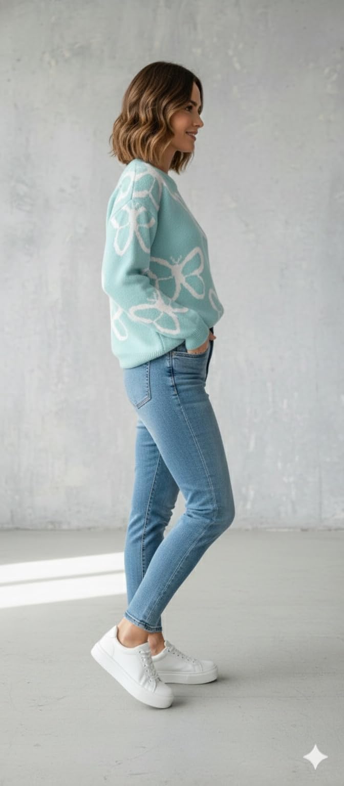 Aarika Women Winter Wear Sky Blue Colour Woolen Butterfly Sweater-(S-L)-(TP-W-WL-MD-07-SKY-BLUE-L)