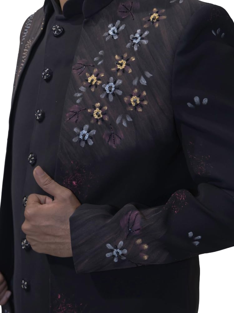 A LOYAL Elegant Black Indo-Western with Floral Embroidery