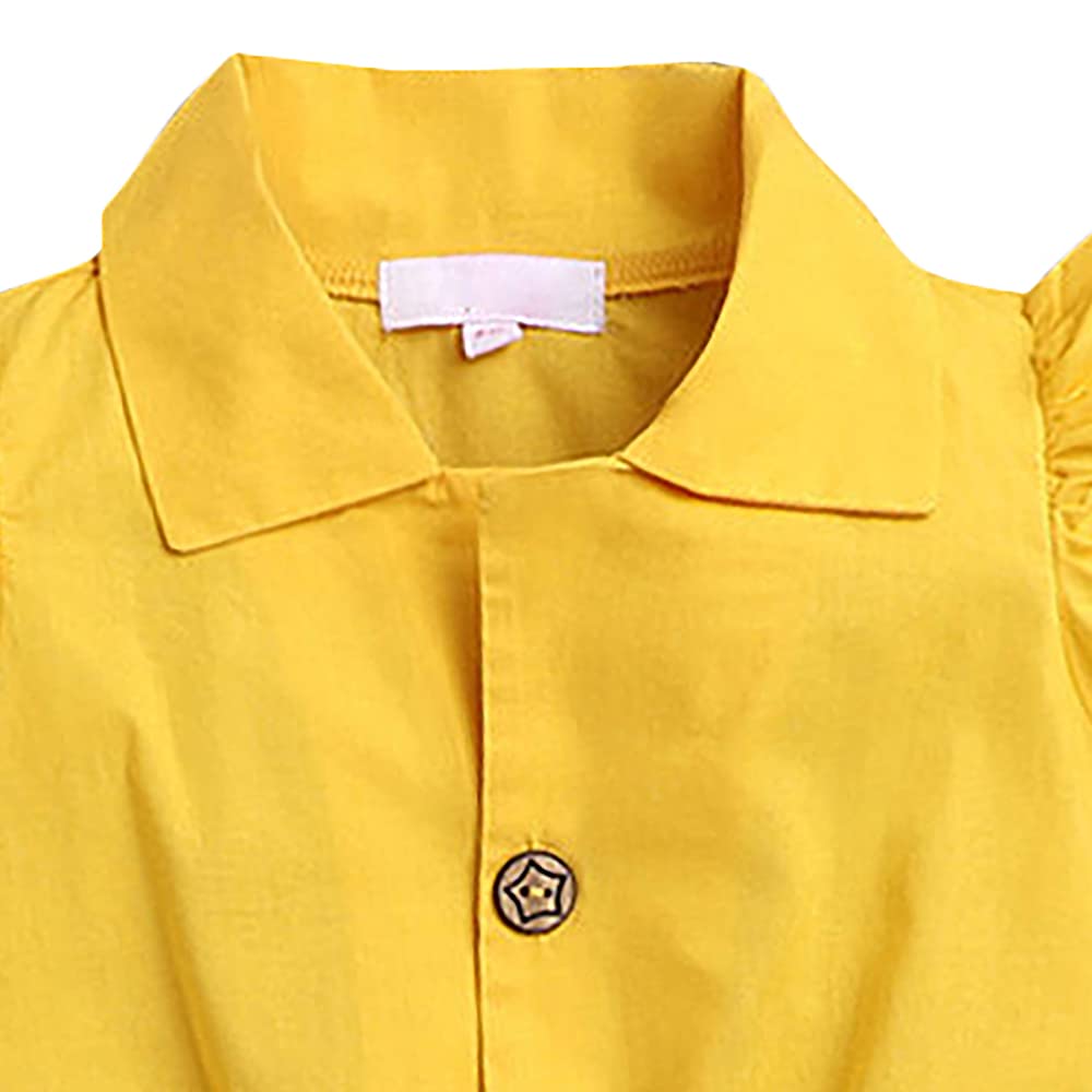 Hopscotch Girls Solid Playsuit In Yellow Color for Ages 3-4 Years