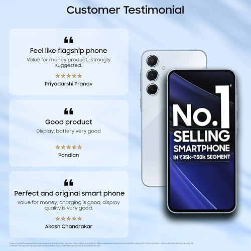 Samsung Galaxy A55 5G (Awesome Iceblue, 8GB RAM, 128GB Storage) | Metal Frame | 50 MP Main Camera (OIS) | Nightography | IP67 | Corning Gorilla Glass Victus+ | sAMOLED with Vision Booster