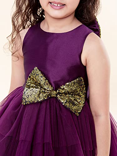 A.T.U.N Baby Girl's Fit And Flare Dress (GDRS KYH WIG_0-3_Wine, Gold_0 - 3 Months)