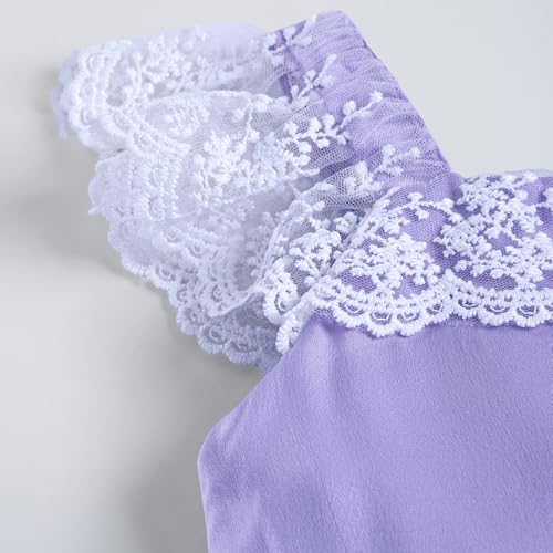 Hopscotch Girls Lavender Sleeveless Lace Embellished Onesie For Age (12-18 Months)
