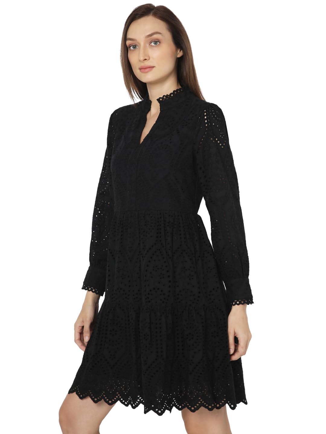 Vero Moda Women's Cotton Fit and Flare Above The Knee Dress (10310699- Black