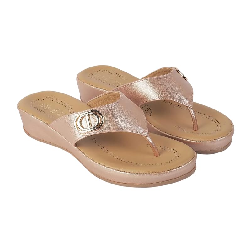 tresmode Vantaa Women's Champagne Dress Platform Vegan Friendly Leather Flats | TPR Sole in Size 3 UK / 36 EU