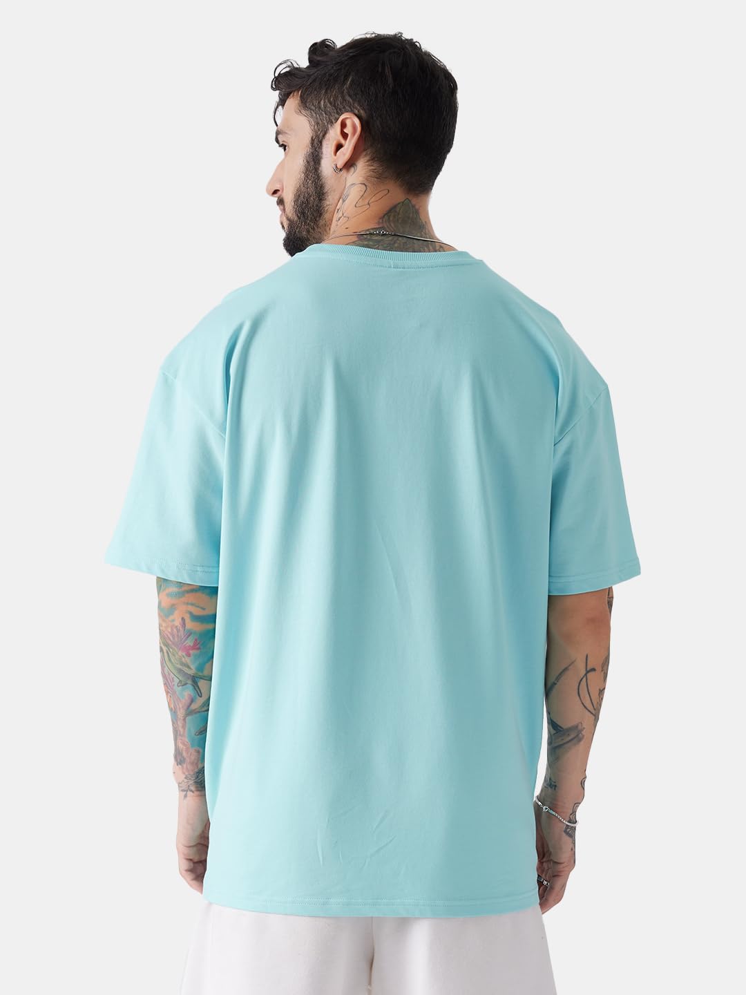 The Souled Store Official The Office: Michael Scott Men and Boys Oversized fit Graphic Printed Half Sleeve Cotton Sky Blue Color Men Oversized T-Shirts