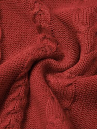 The Souled Store Cable-Knit Sweater: Flame Women and Girls Full Sleeves Round Neck Acrylic Ribbed Hem Lightweight Drop Shoulder Streetwear Trendy Casual Oversized Sweater