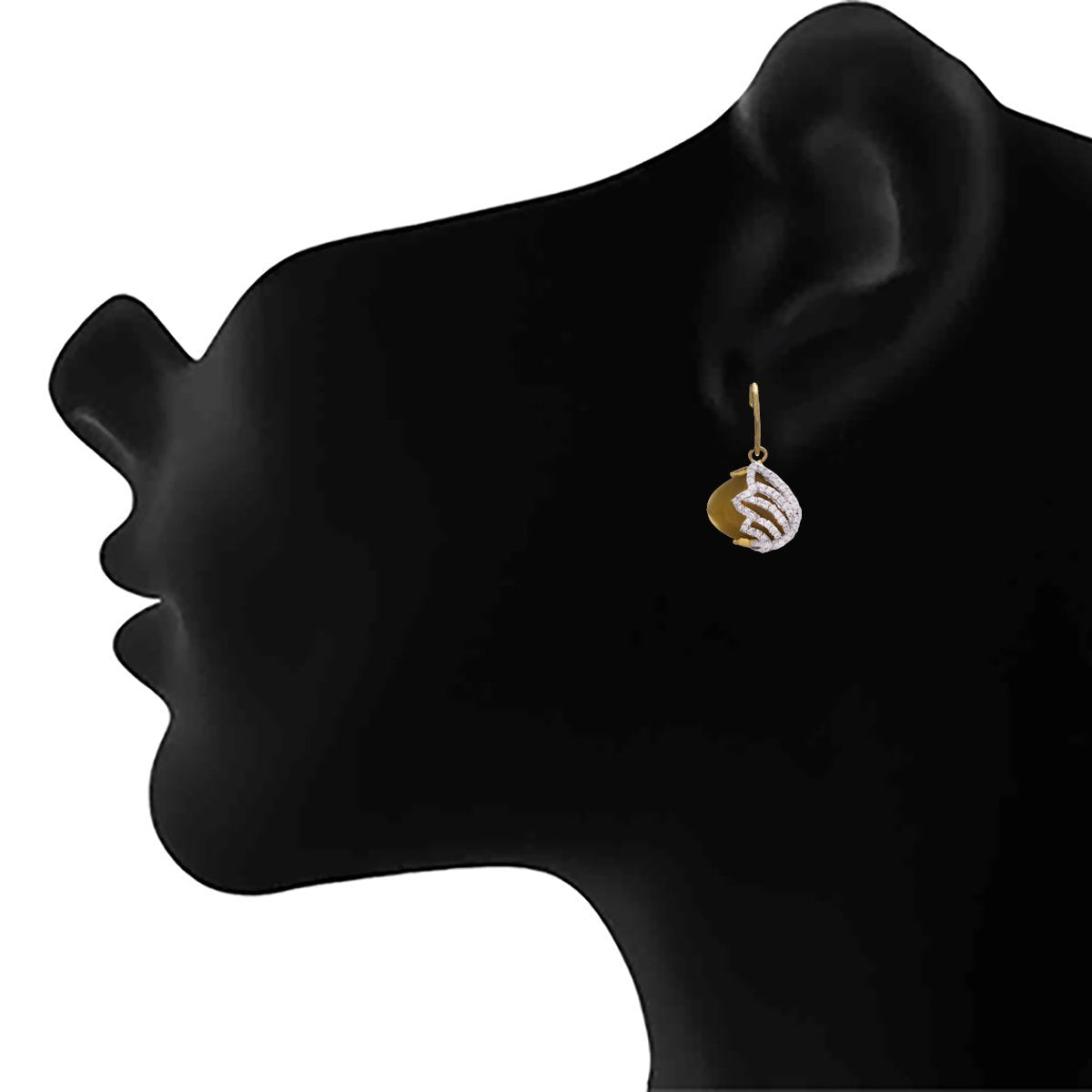 JFL- Fusion Ethnic One Gram Gold Plated Cz American Diamond Designer Earrings for Women and Girls.