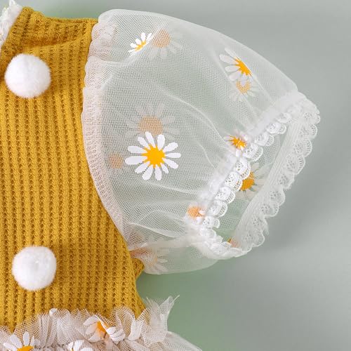 Hopscotch Baby Girls Floral Print Short Sleeves Mustard Bodysuits For Ages (12-18 Months)