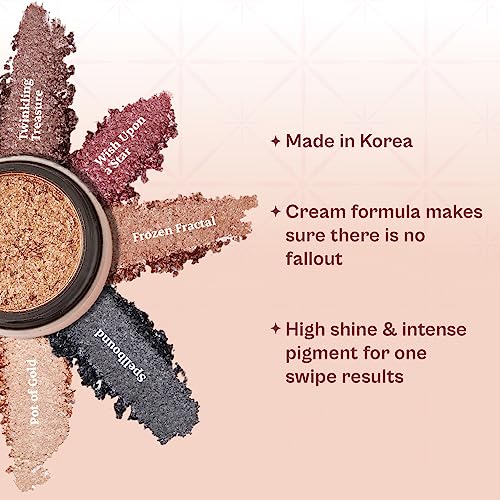 Typsy Beauty Magic Dust Cream Foil Shadow I Pot of Gold I Metallic Pale Gold I Intensely Pigmented with Single Swipe Application I Glitter Shadow I Minimal Fall Out I Made In Korea I Korea Made |1.9g