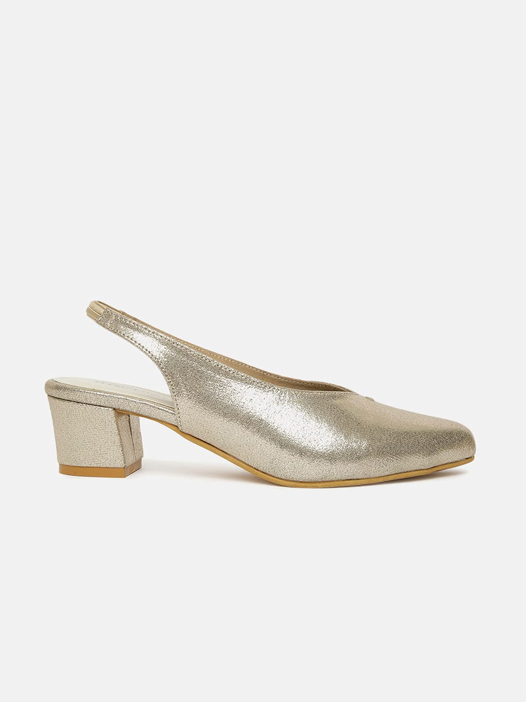 Marc Loire Women's Golden Shimmer Pointed Toe Block Heel Pumps Party, 5 Uk