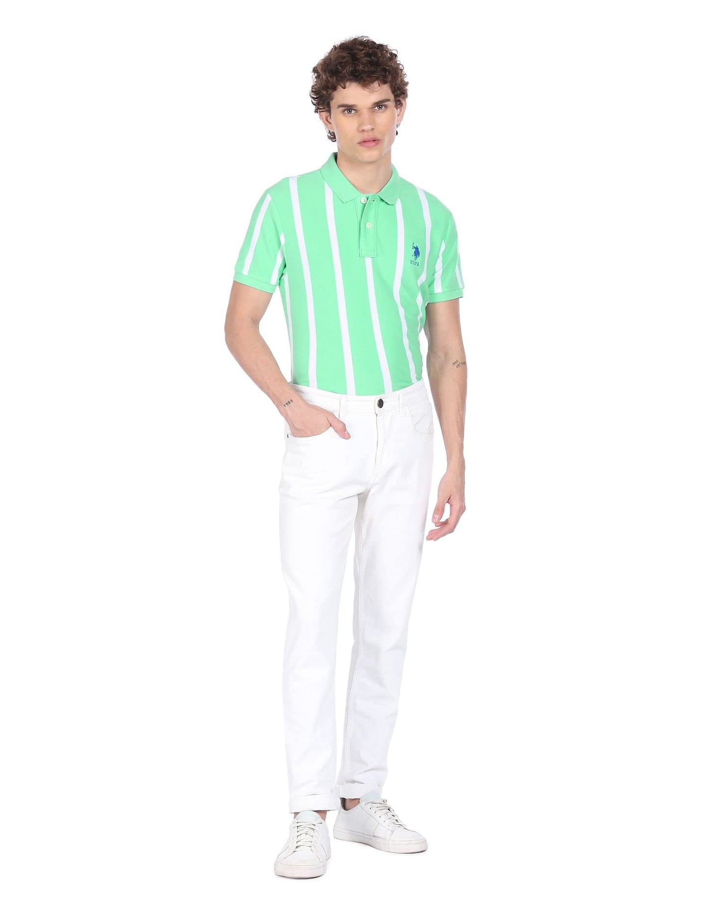 U.S. POLO ASSN. Men's Slim T-Shirt (USTSH0755_LT. Green S)