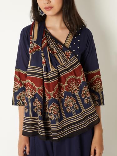 Max Women Printed A-line Kurta Set(Blue_S)