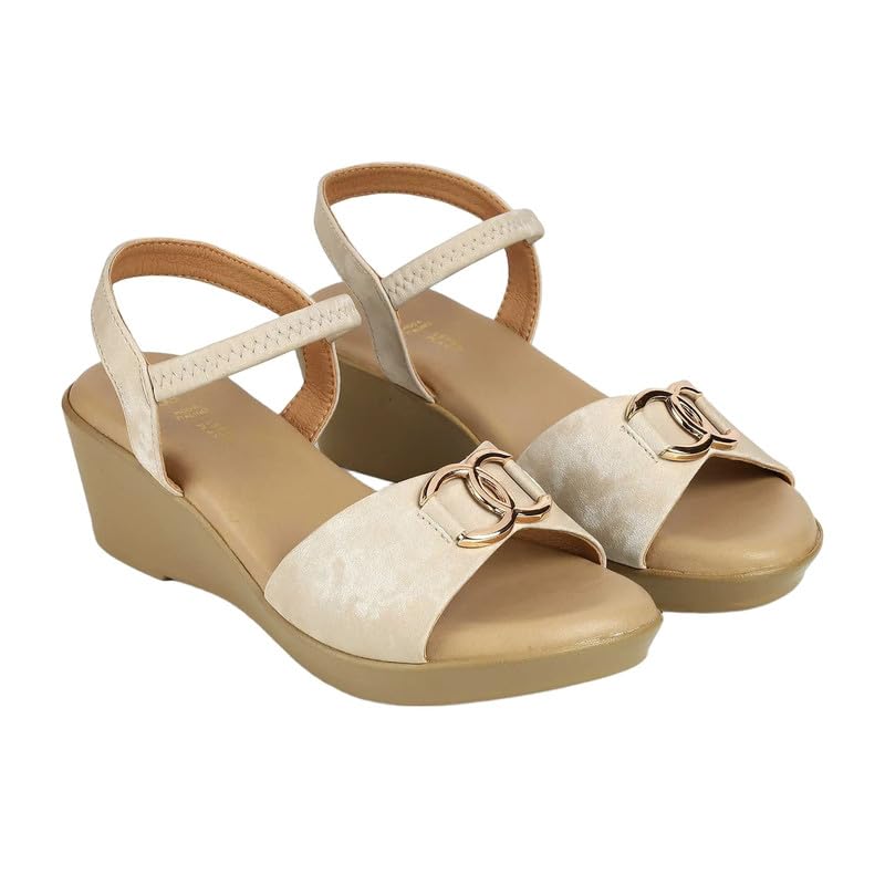 tresmode RERUN Cream Women's Dress Wedge Sandals in Size 3 UK / 36 EU