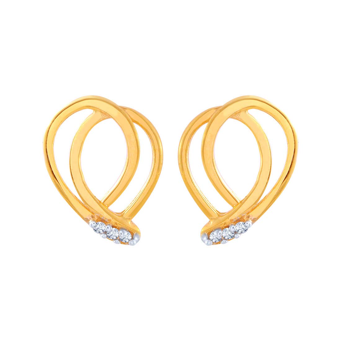 P.C. Chandra Jewellers 14k (585) Yellow Gold and American Diamond Stud Earrings for Women