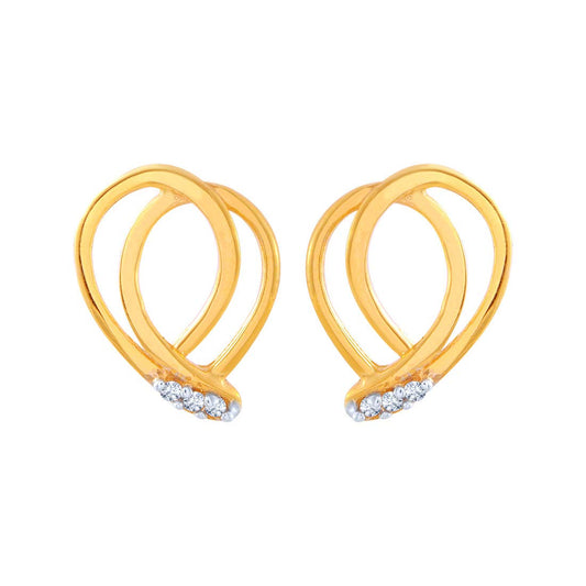 P.C. Chandra Jewellers 14k (585) Yellow Gold and American Diamond Stud Earrings for Women