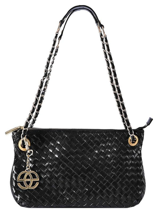 eske Fritzi Genuine Leather Shoulder Bag (Black Hand-Stitched)