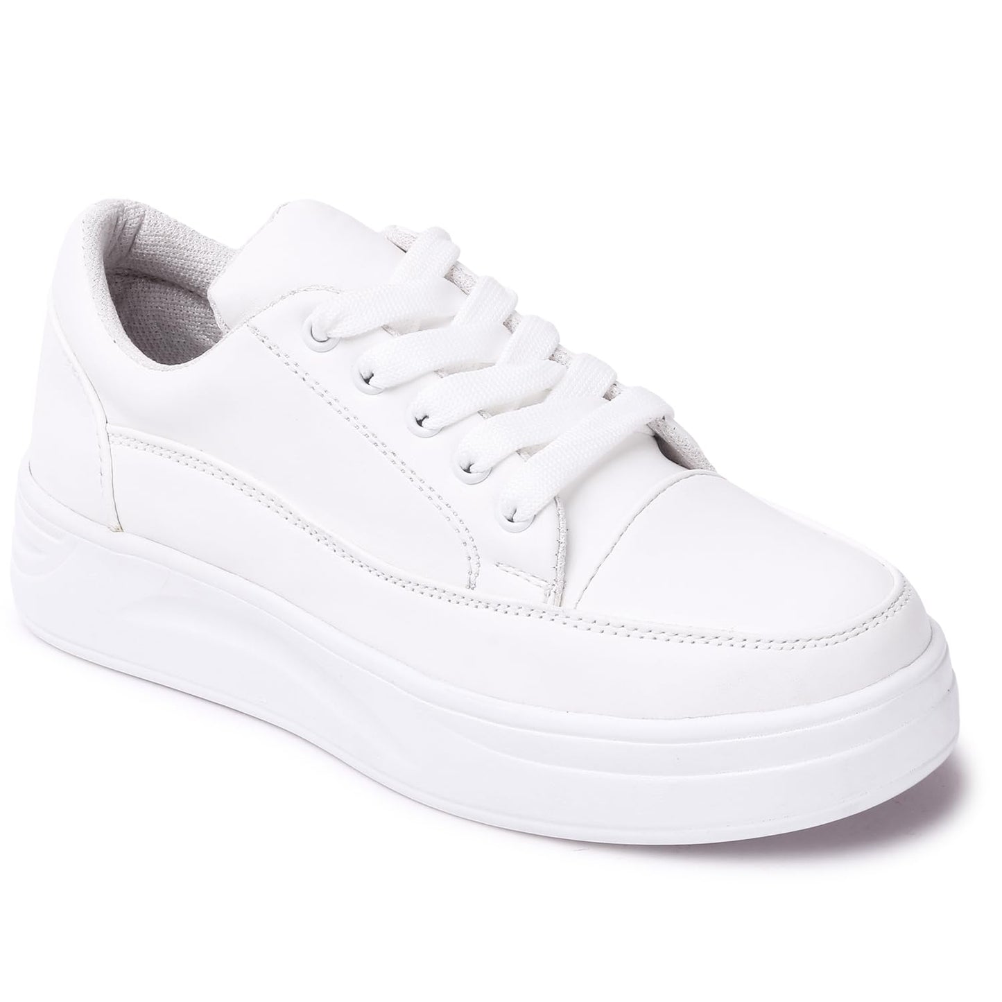 LENSBURY Women's Shoes for Walking Gym Training, Casual, Sports, Slip-On, Lightweight Lace up Athletics Slipon Running Sneaker for Ladies and Girls LBCNV7018WT-36 White