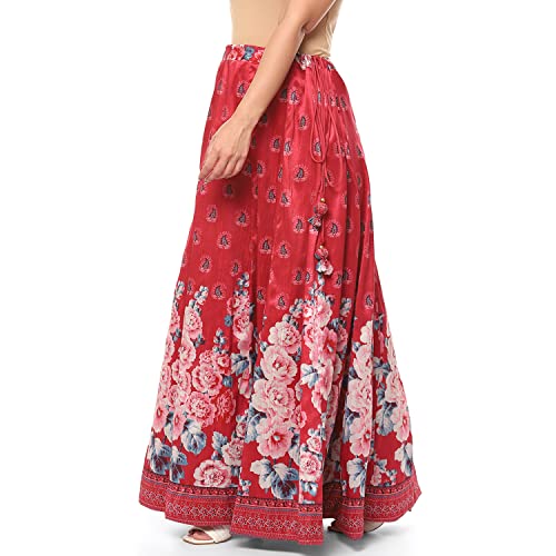 BIBA Women Polyester Printed Flared Mix and Match Maxi (Mnmskirts/T18383_Red_L)