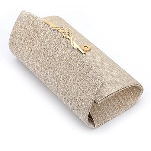 LOOM TREE® Women Evening Bag Party Banquet Glitter Bag Chain Shoulder Bag Champagne | Womens Handbags & Bags