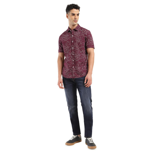 Levi's Men's Cotton Geometric Slim Fit Shirt (32908-0325_Red, Medium