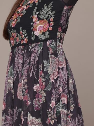 Aarke Ritu Kumar Black Moonflower Embroidered Long Dress