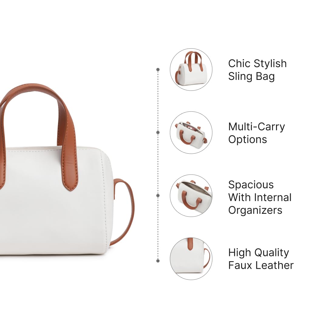 Fastrack Spacious Sling Bag for Girls | Stylish Crossbody Bag for Girls, Ladies, Women | Minimalistic Bag Made of Faux Leather (Tan)