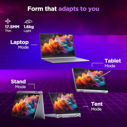 Lenovo IdeaPad 5 2-in-1 Intel Core Ultra 5 225H (16GB RAM/512GB SSD/14 (35.5cm)/WUXGA IPS/Windows 11/MS) 365 Basic+Office 2024/Lenovo Digital Pen 2/1Yr ADP/Grey/1.6Kg, 83KR0076IN Convertible Laptop