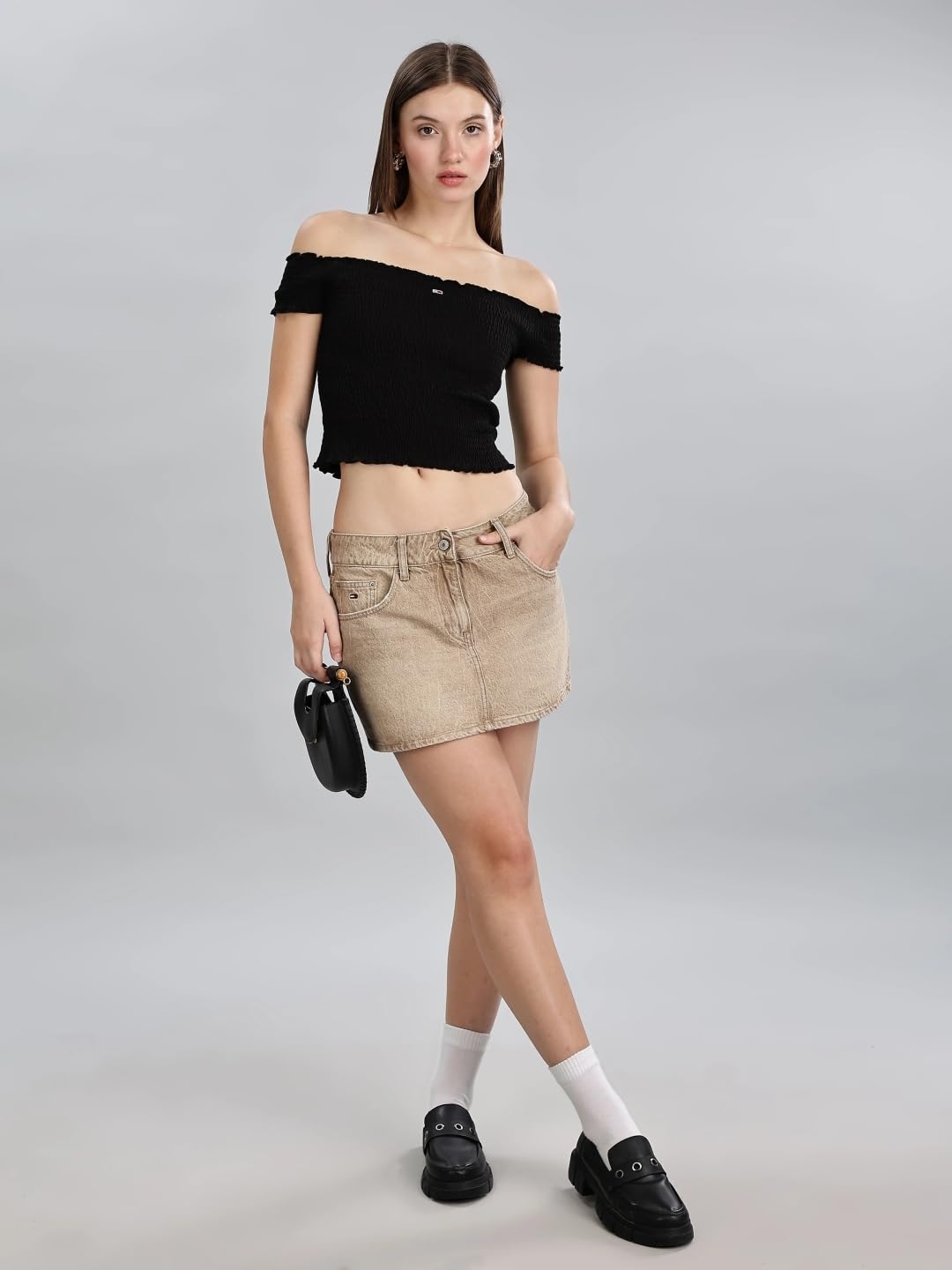 Solid Cotton Blue Skirt