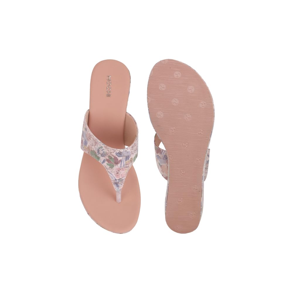 Mochi Women Peach High Wedge Heel Fashion Slip-on Sandal UK/5 EU/38 (34-275)