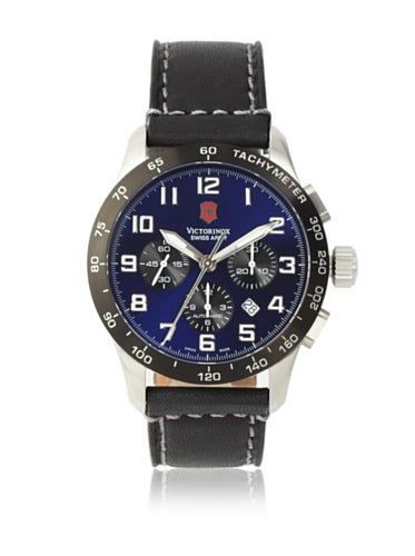 Victorinox Swiss Army Men's 241188.1 Airboss Mach VI Black/Blue Leather Watch