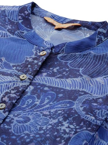 Aarke Ritu Kumar Blue Pearl Petal Full Sleeve Shirt with Camisole