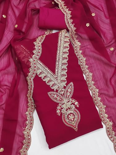 Leeli Peeri Designer Women's Soft Silk Embroidery Unstitched Salwar Suit Dress Material