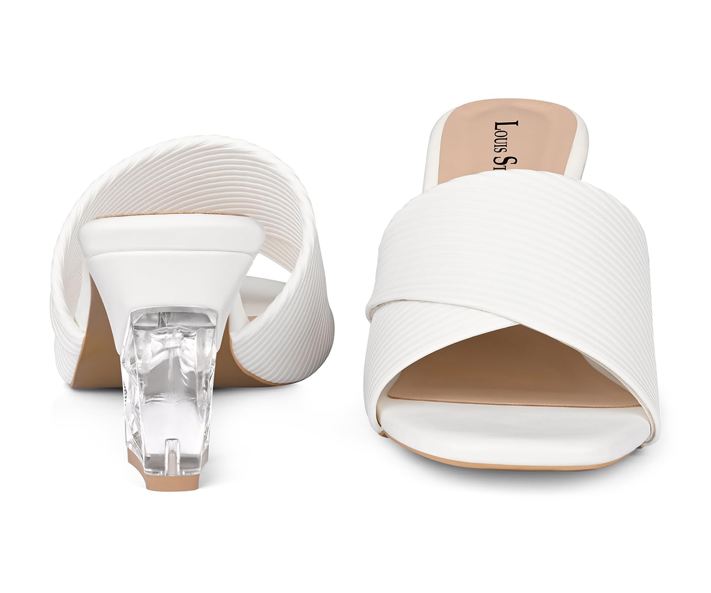 LOUIS STITCH Women’s White Block Heel Sandals | Comfortable Sandal for Ladies | LSOF-LDBH-TXMUWH |