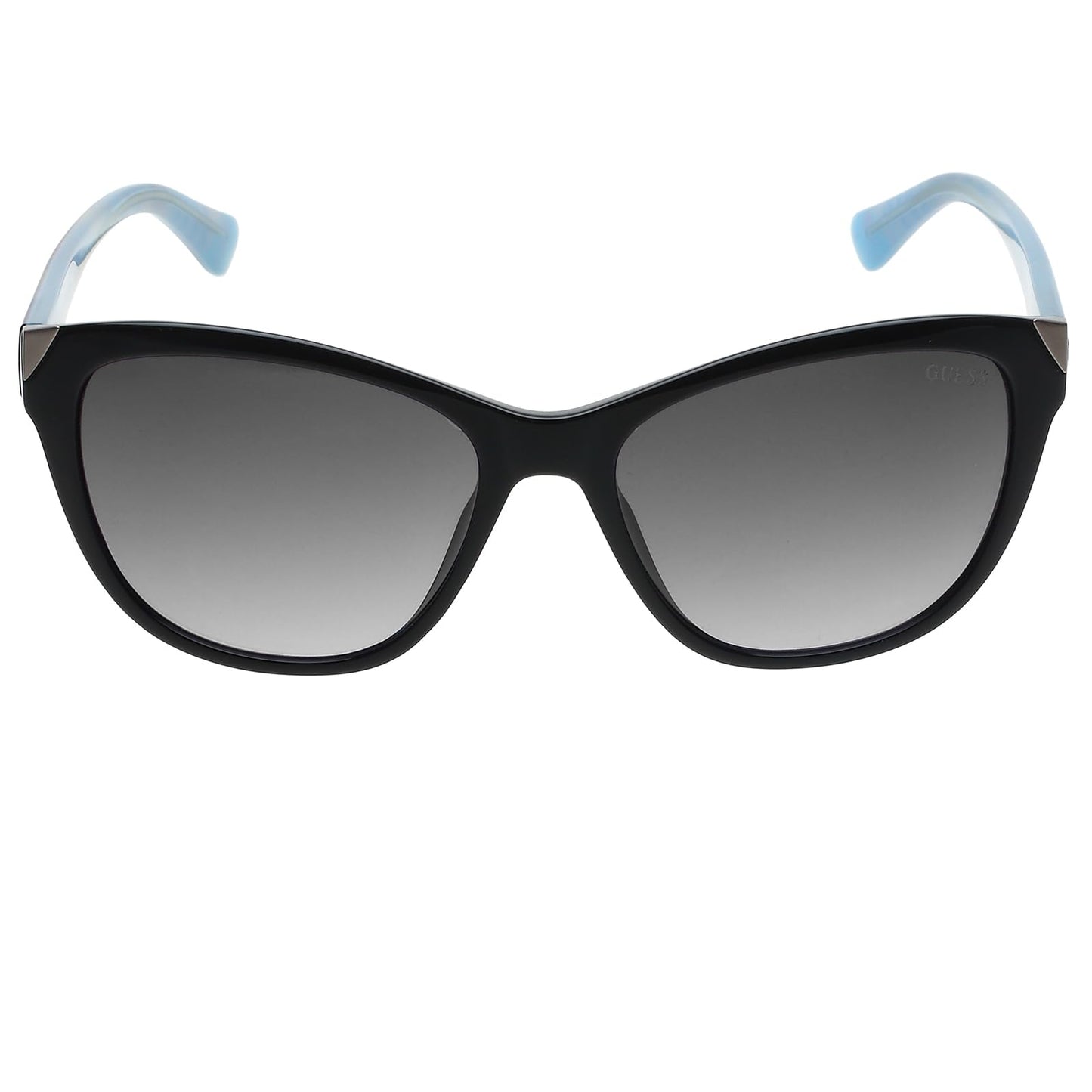 GUESS | Black Full-rim Cat Eye Branded Latest and Stylish Non-Polarized Sunglasses | 100% UV Protection (UV 400) Grey Gradient FadedLens | Women | Medium | GU7398 01B 55 S