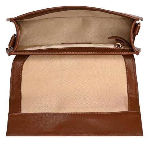 eske Eloise Genuine Leather Womens Satchel (Dark Tan)